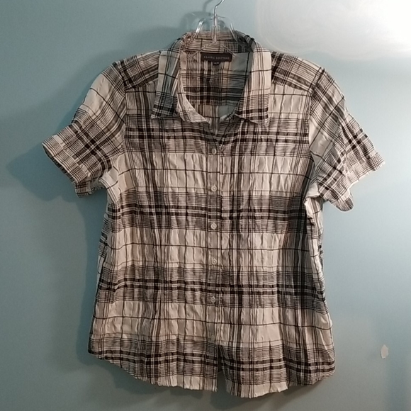 Classic Editions womans short sleeve plaid button up shirt XL - Picture 3 of 10